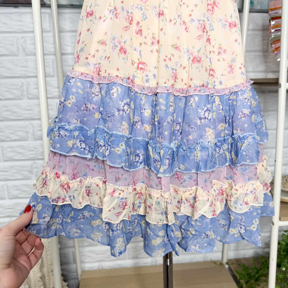 LoveShackFancy New Quintelle Halter Mini Dress in Windsor Rose Print - Picture 4 of 7